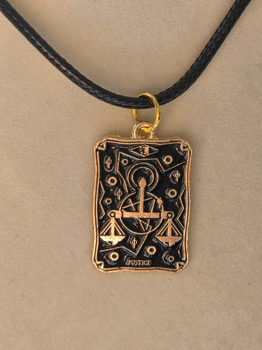 The Justice Tarot Card charm necklace