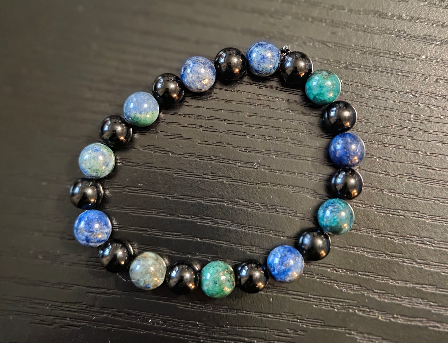 Azurite in Lapis and Black Tourmaline
