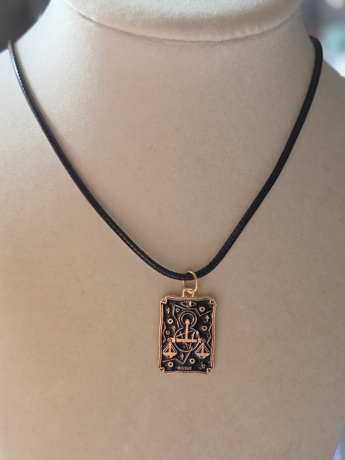 The Justice Tarot Card charm necklace