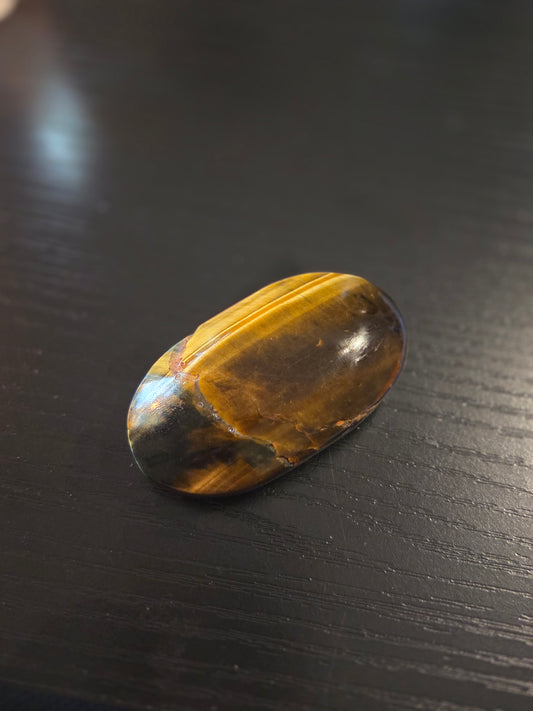Blue gold Tigers Eye palm stone