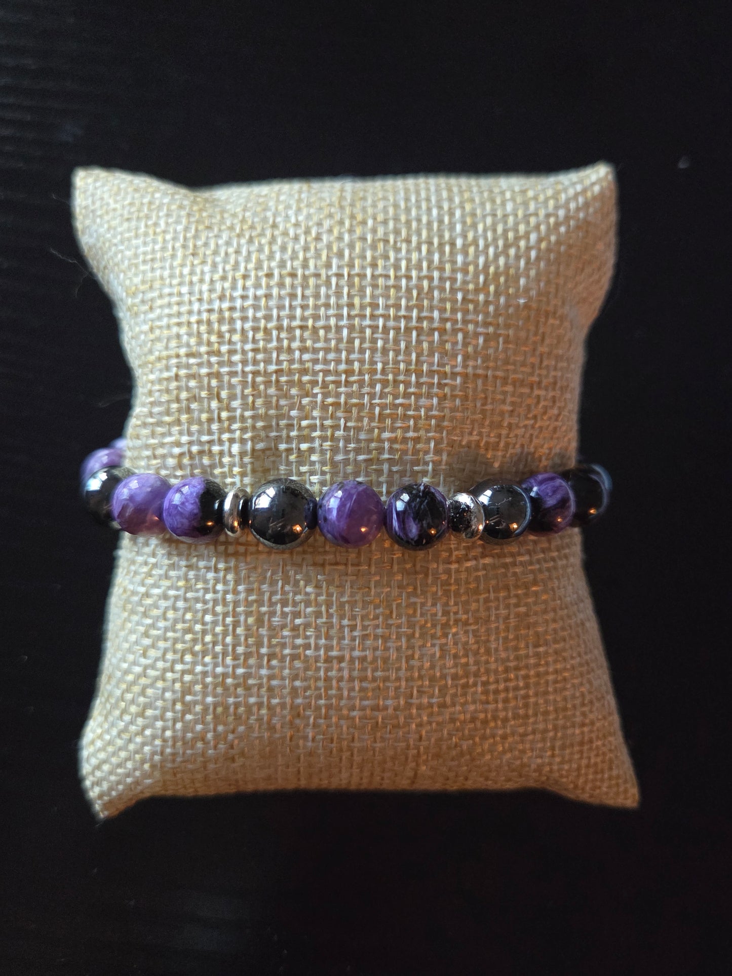 Charoite and Hematite with silver accents
