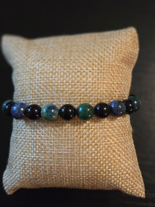 Azurite in Lapis and Black Tourmaline