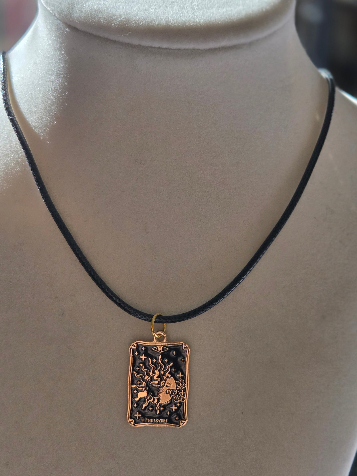 The Lovers Tarot card charm necklace