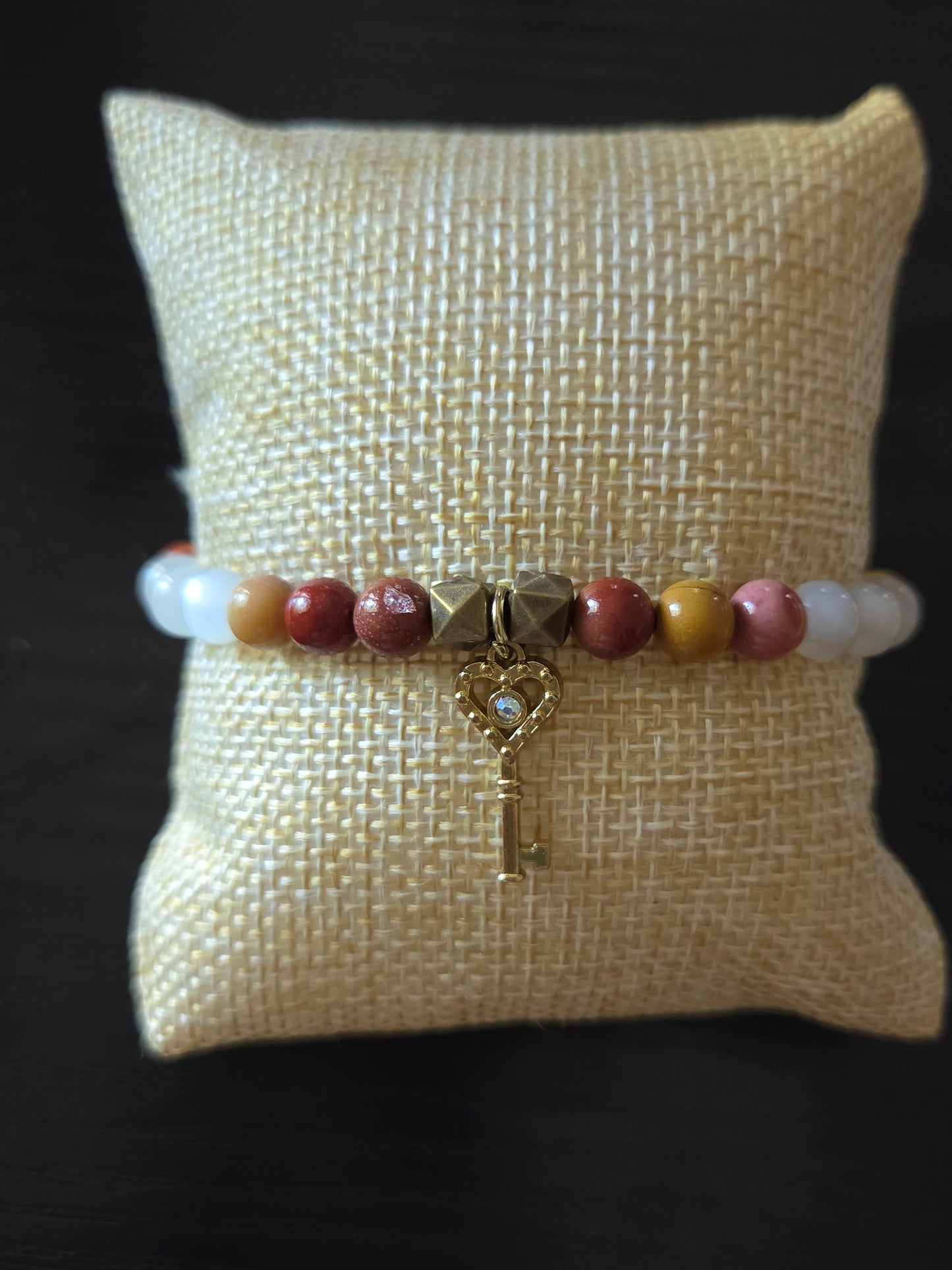 Mookaite Jasper and Moonstone with Key charm