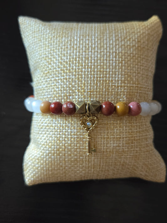 Mookaite Jasper and Moonstone with Key charm