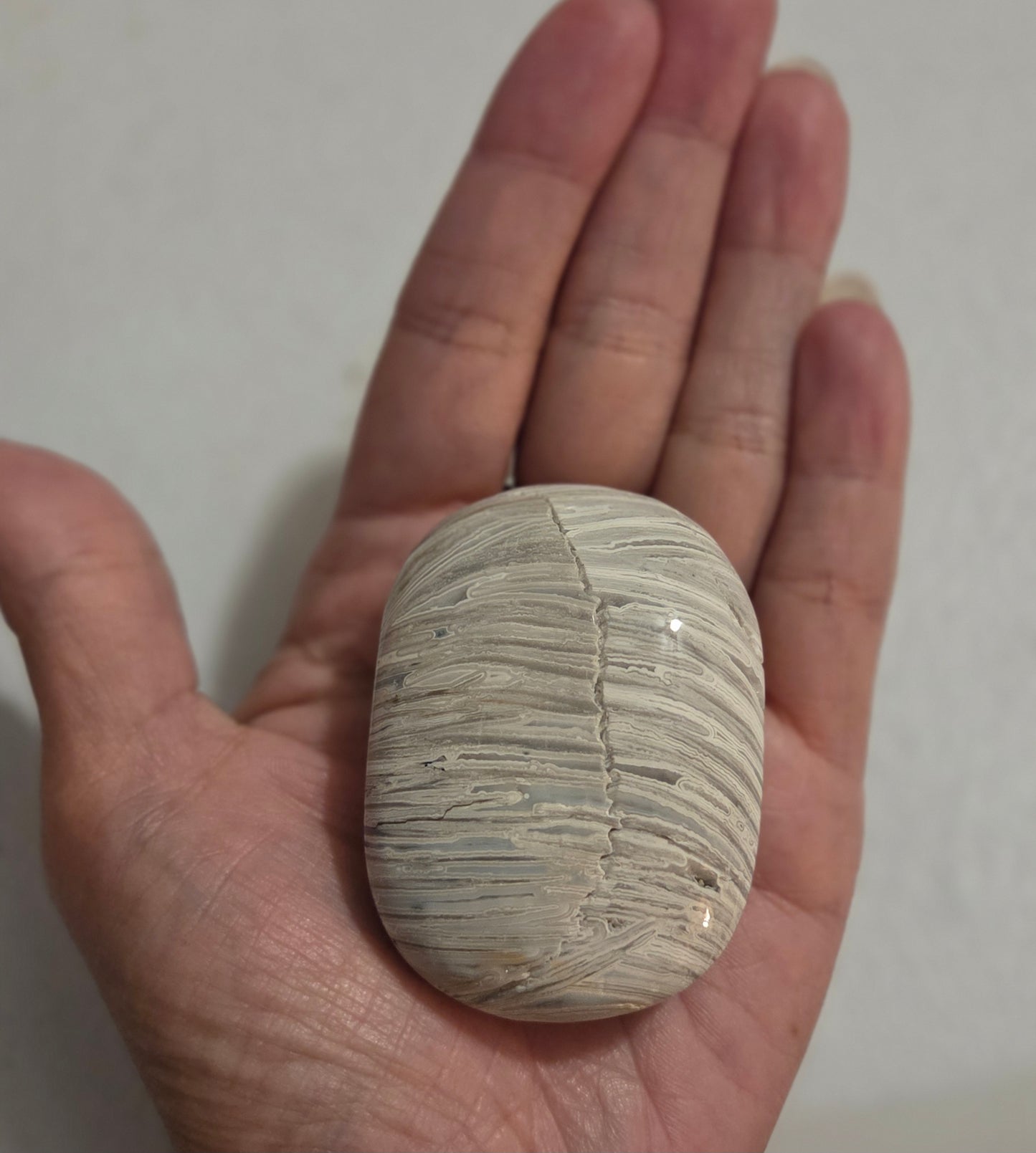 Mexican White Lace Agate palm stone