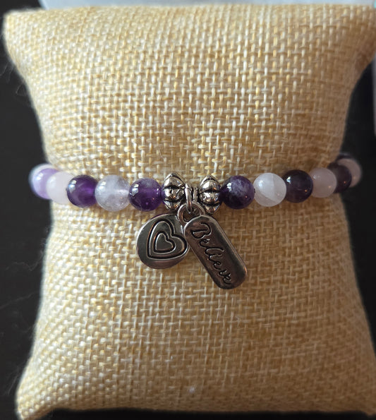 Rose Quartz, Amethyst, and Tigers Eye with charms