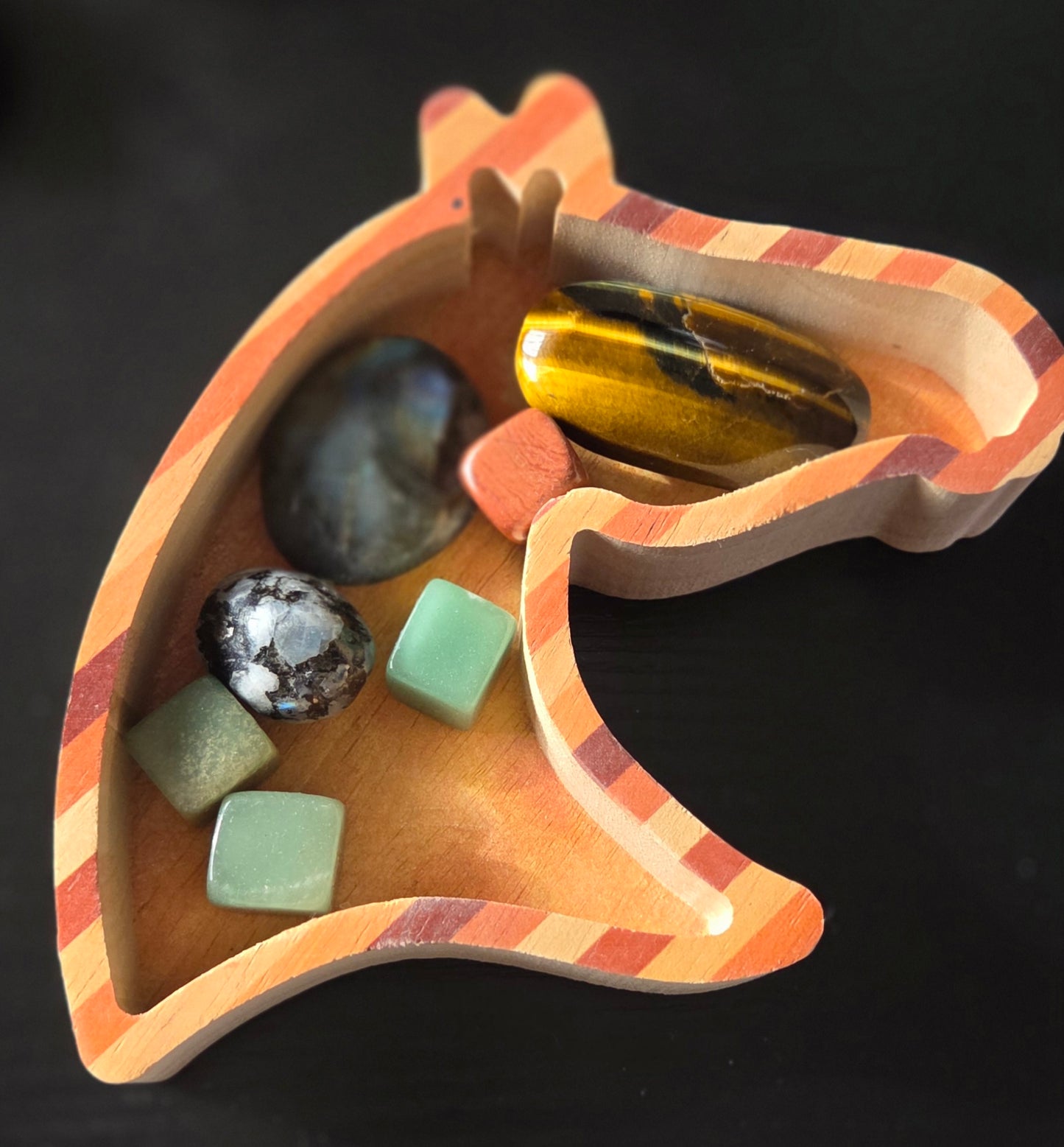 Wooden Horse Tray- *Crystals not included*