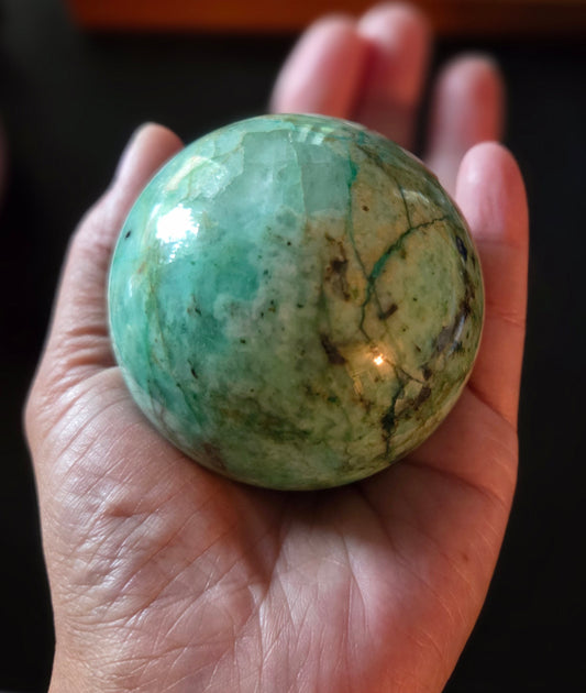Large Amazonite sphere with Rosewood stand