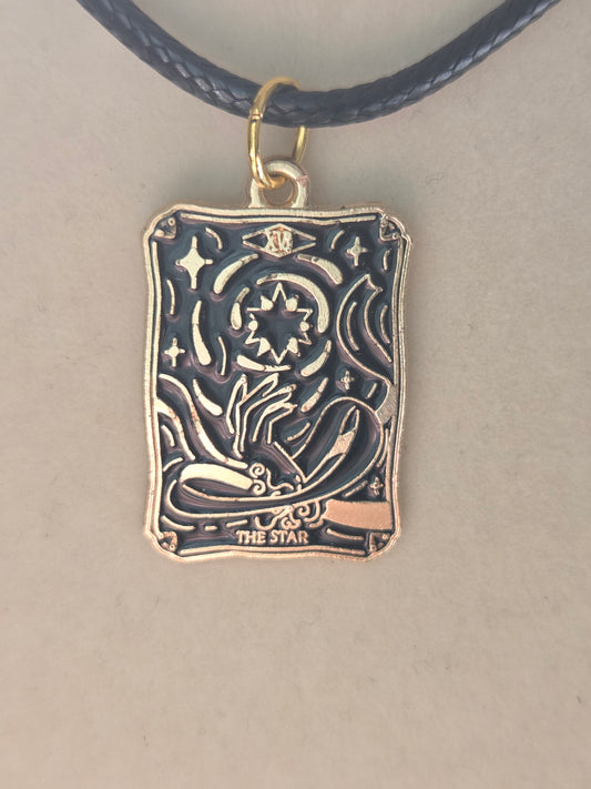 The Star Tarot Card charm necklace with cord