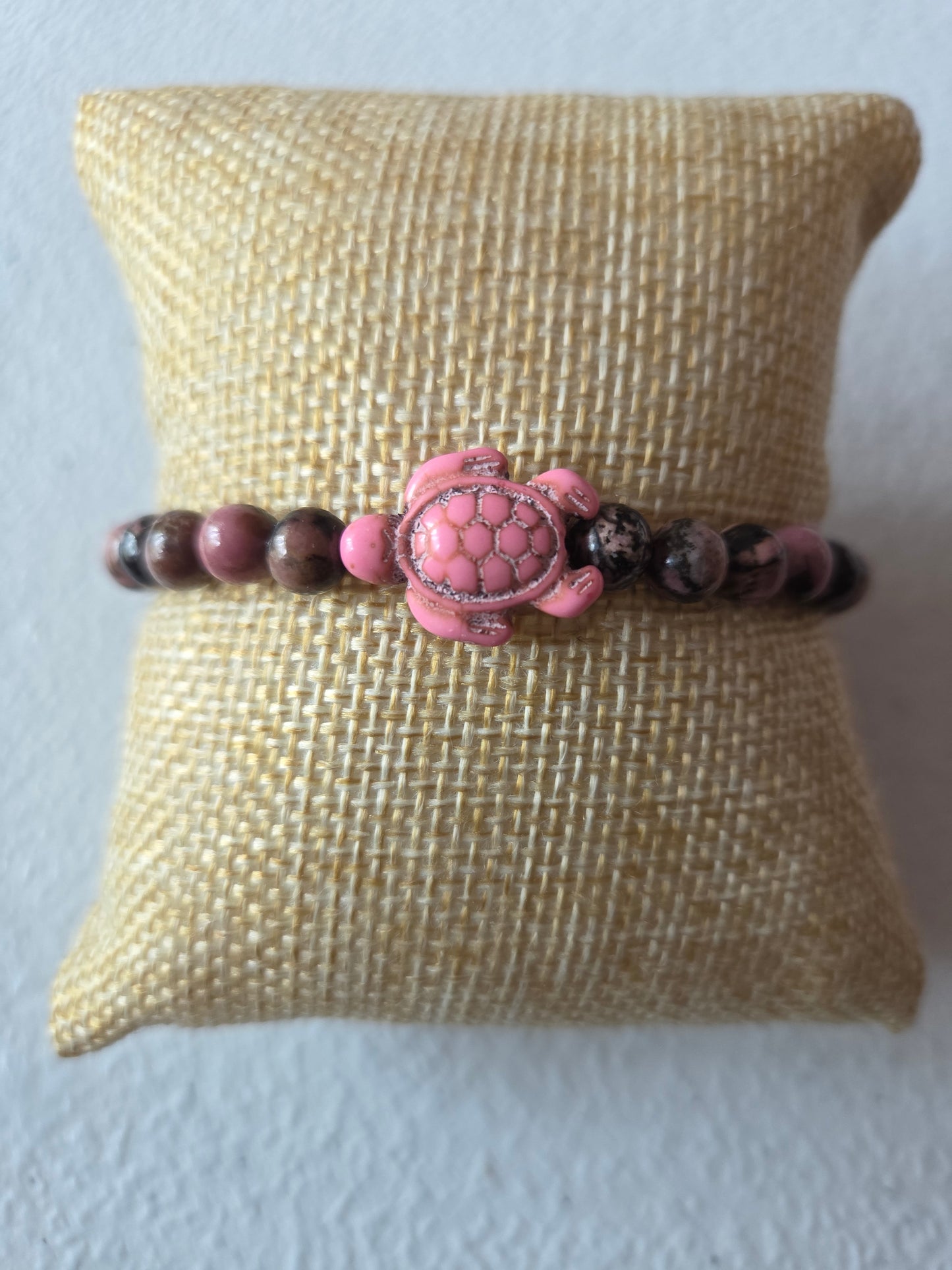 Haitian Flower Rhodonite with pink sea turtle