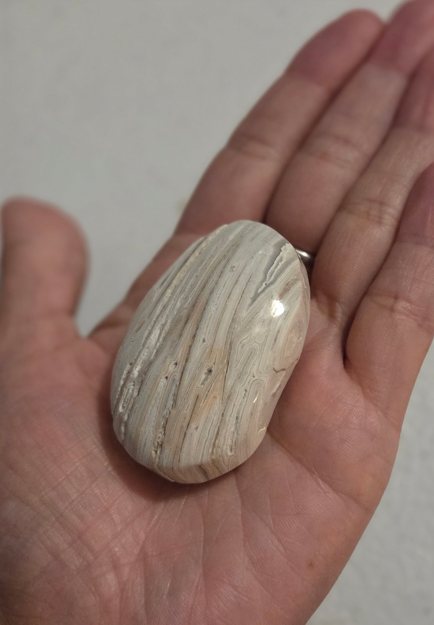Mexican White Lace Agate palm stone