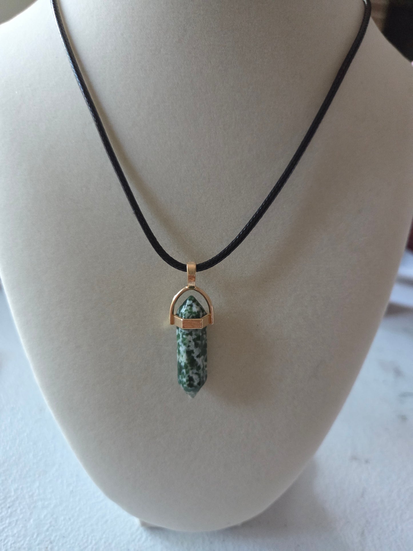 Green Spot Jasper pendant with cord